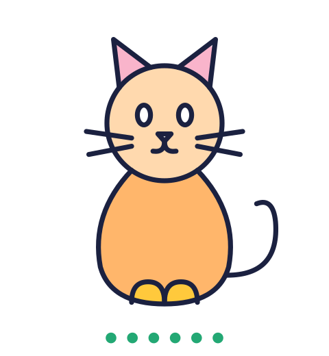 Das fertige, ausgemalte Bild: Katze.