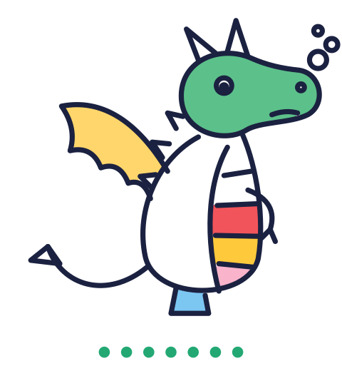 Das fertige, ausgemalte Bild: Drache.