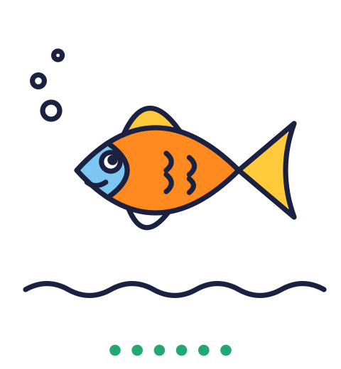 Das fertige, ausgemalte Bild: Fisch.