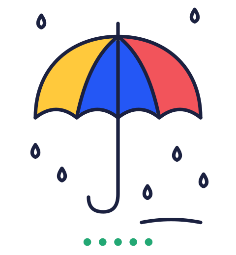 الرسمة المكتملة والملوّنة: مظلة.